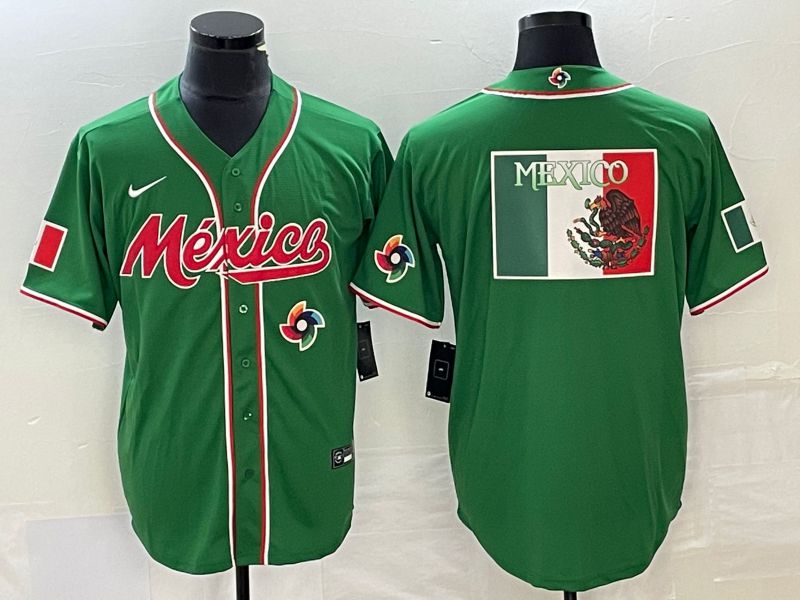 Men 2023 World Cub Mexico Blank Green Nike MLB Jersey7->more jerseys->MLB Jersey